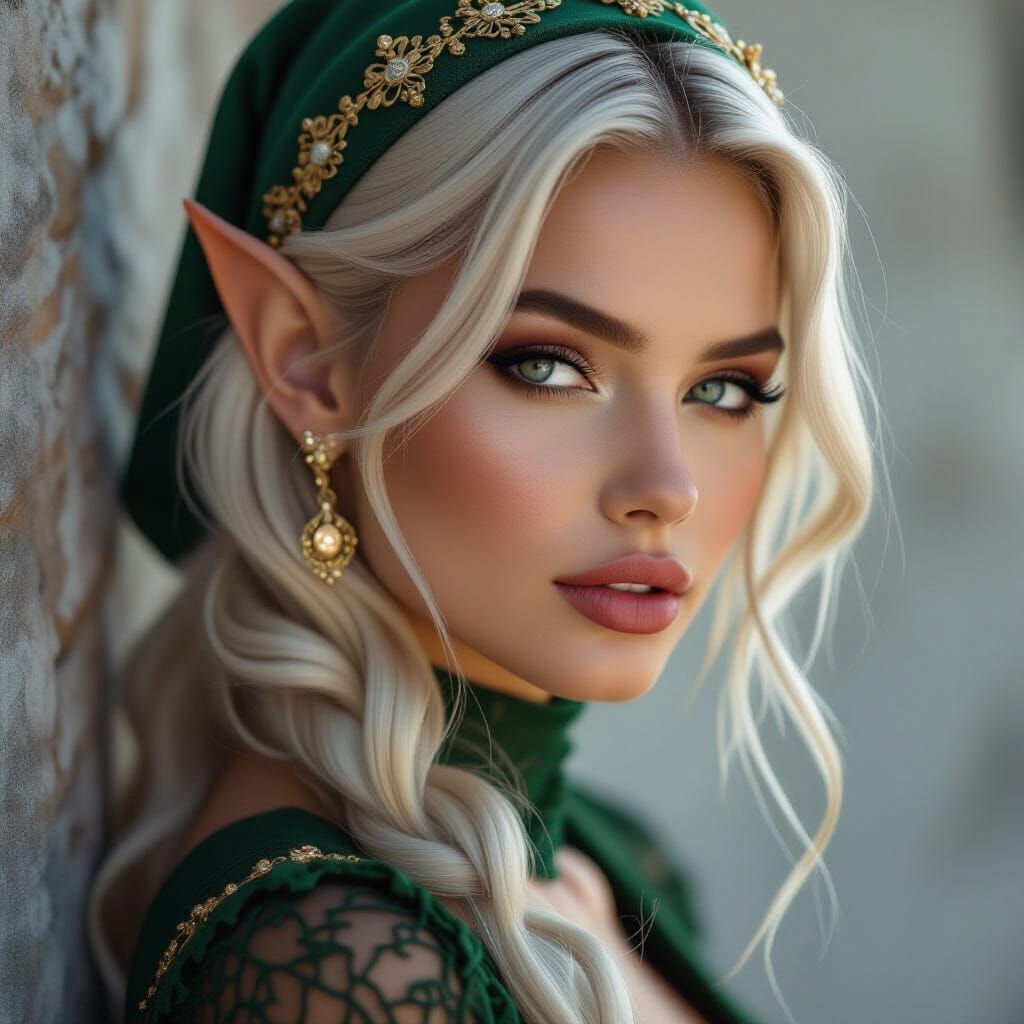 Provocative Elf with Seductive Essence and Flowing Hair