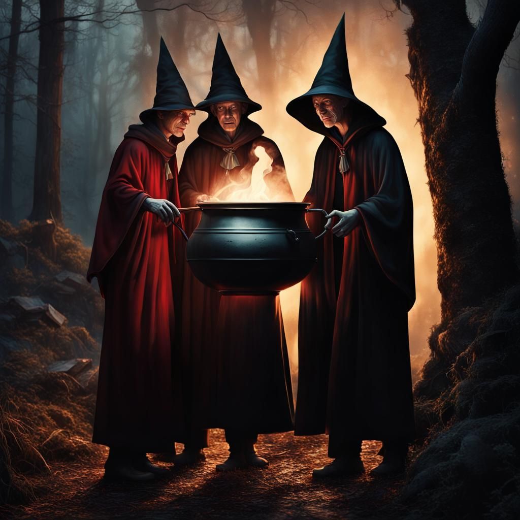 Golden Wizards Brewing Potions in Haunted Mansion