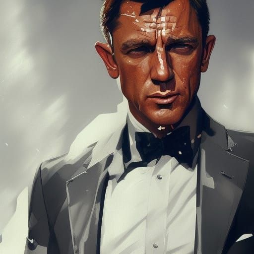 James Bond Portrait in Hyperdetailed Digital Art