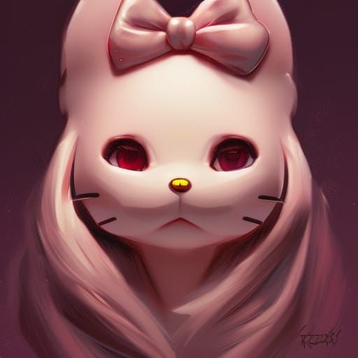 Hyperdetailed Hello Kitty Portrait in Art Nouveau Style