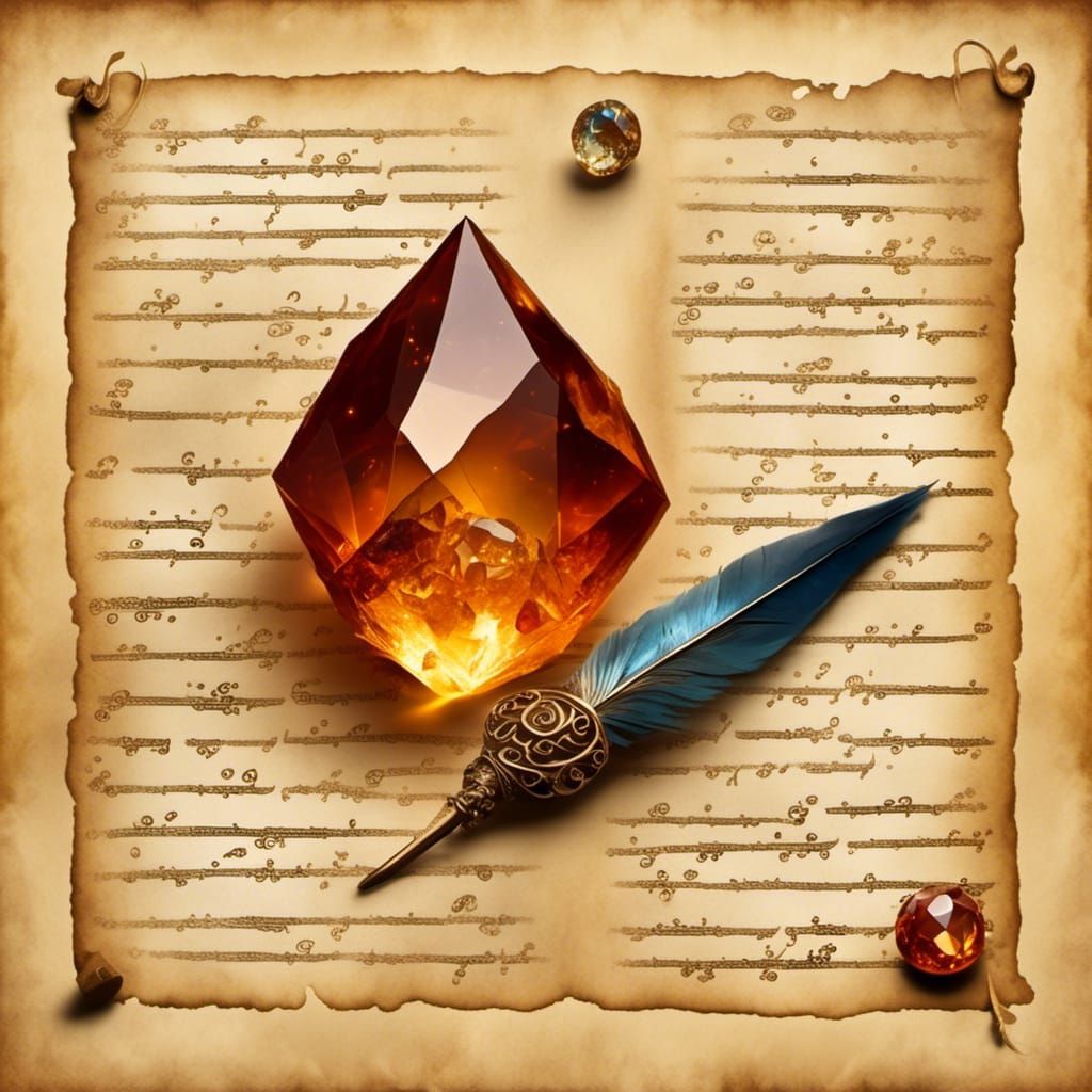Magic Scroll with Topaz and Quill