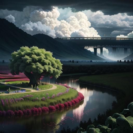 Hyperreal Landscape with Fruit-Punch River