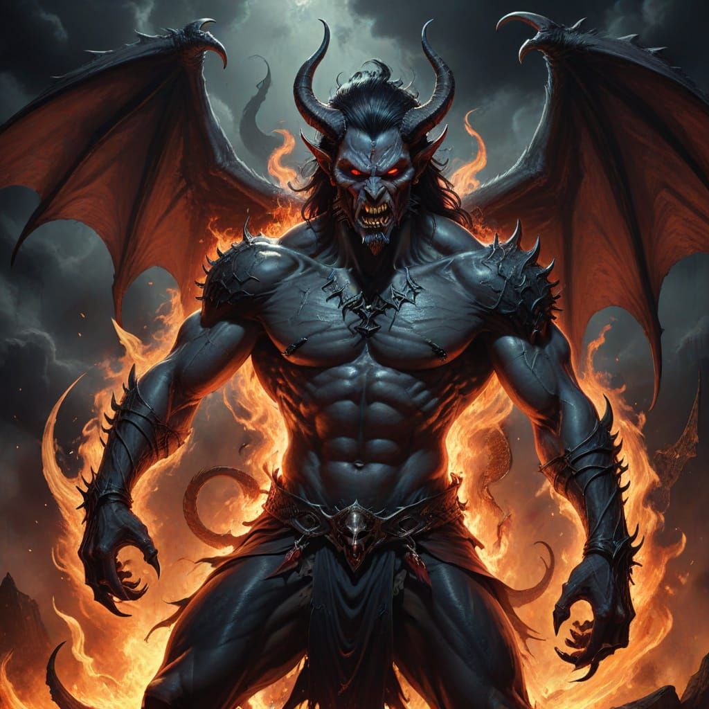 Cyberpunk Demon Portrait in Dark Fantasy Style