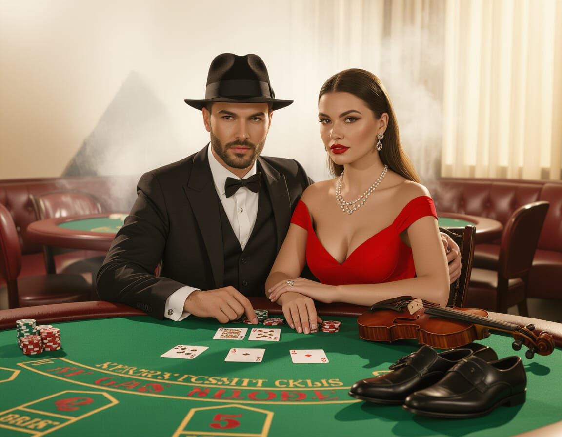 Surreal Casino Scene with Diverse Elements