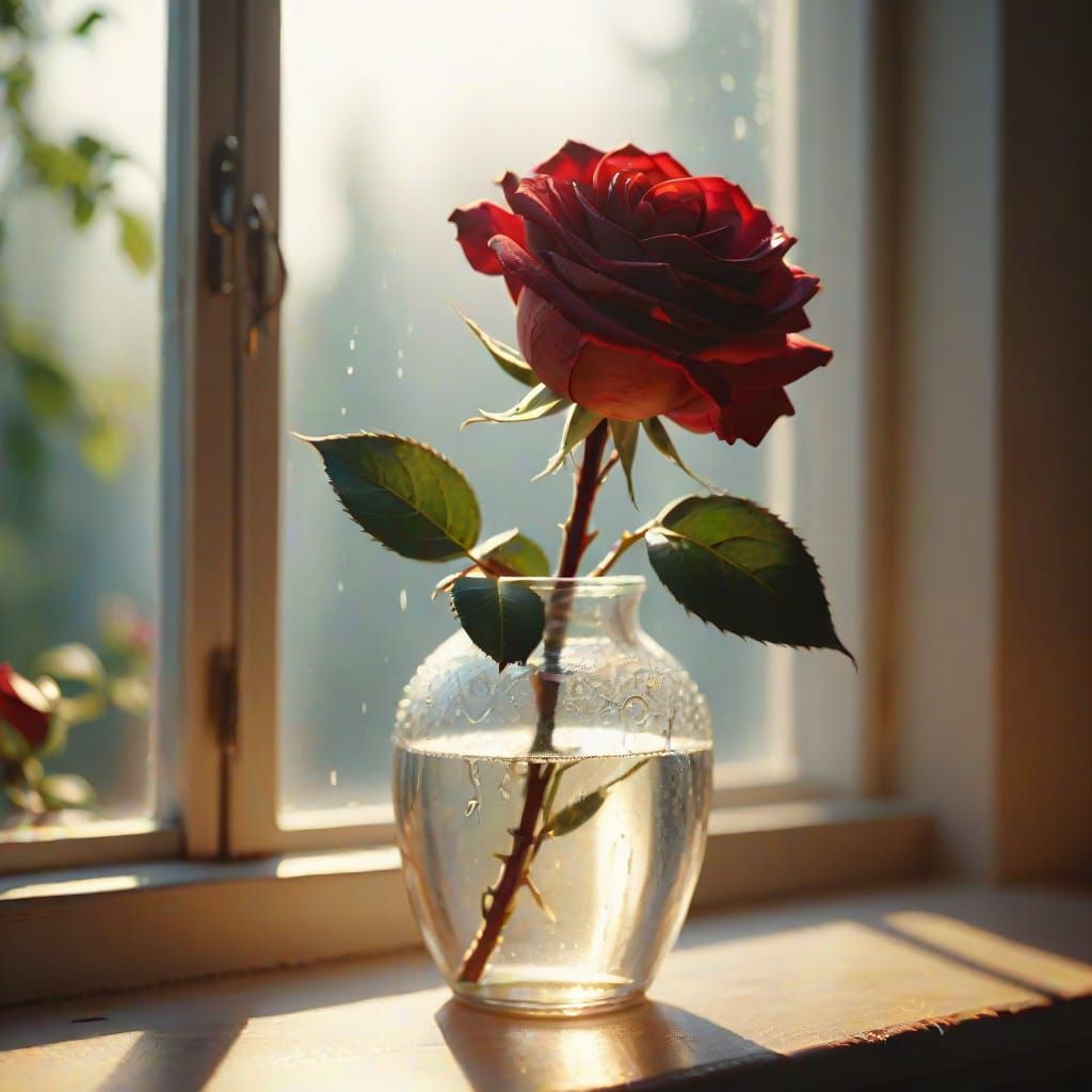 Cinematic Red Rose in Golden Light