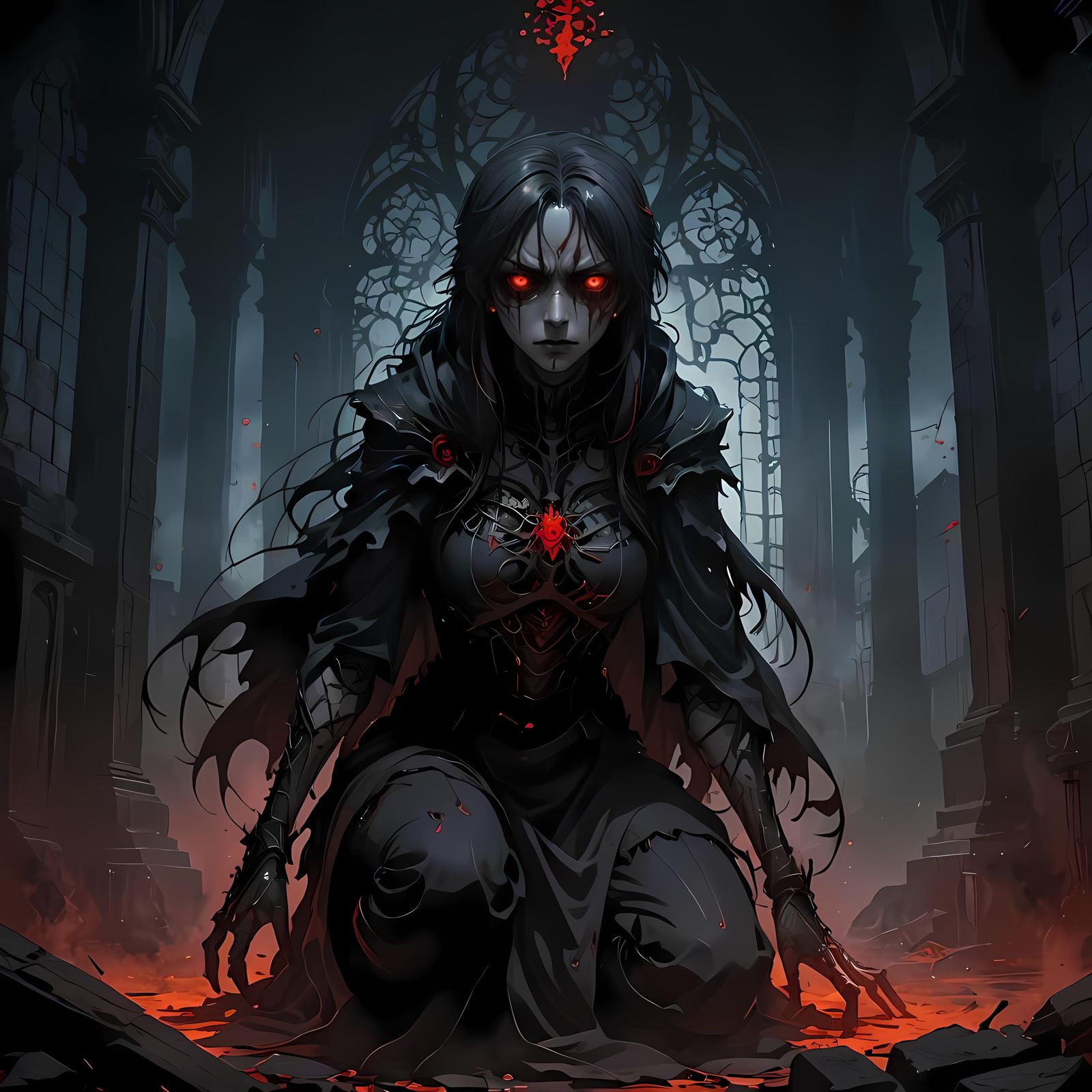 Tormented Figure in Anime Style Artwork