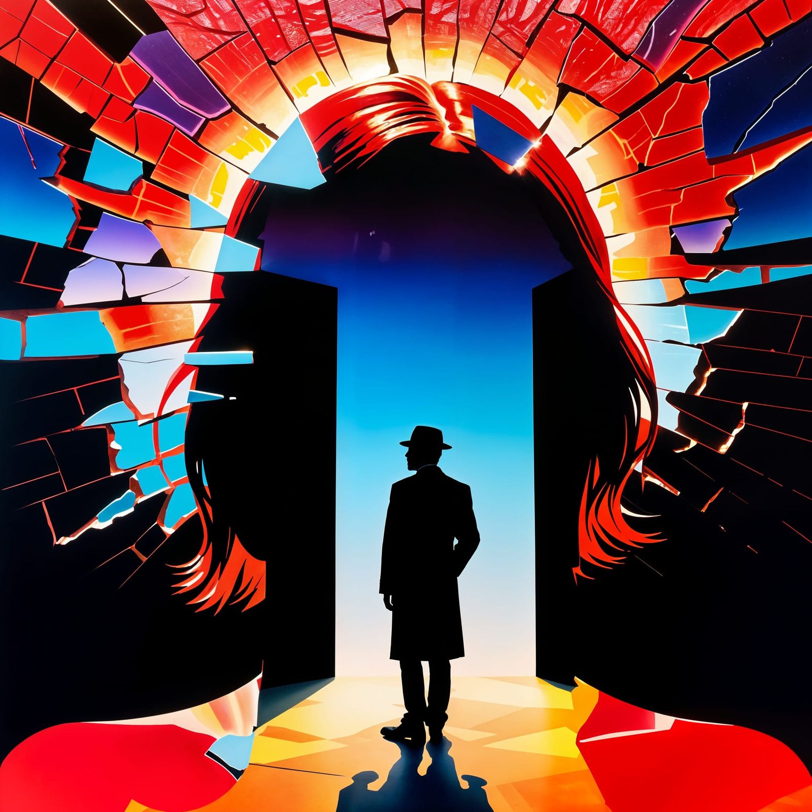 Cracks Let Light Shine Through: Surreal Crimson Art