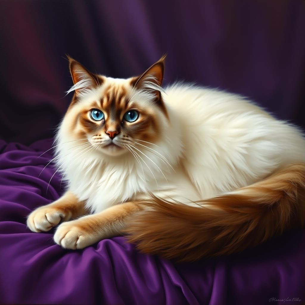 Regal Birman Chocolate Point Cat in Velvet Luxe