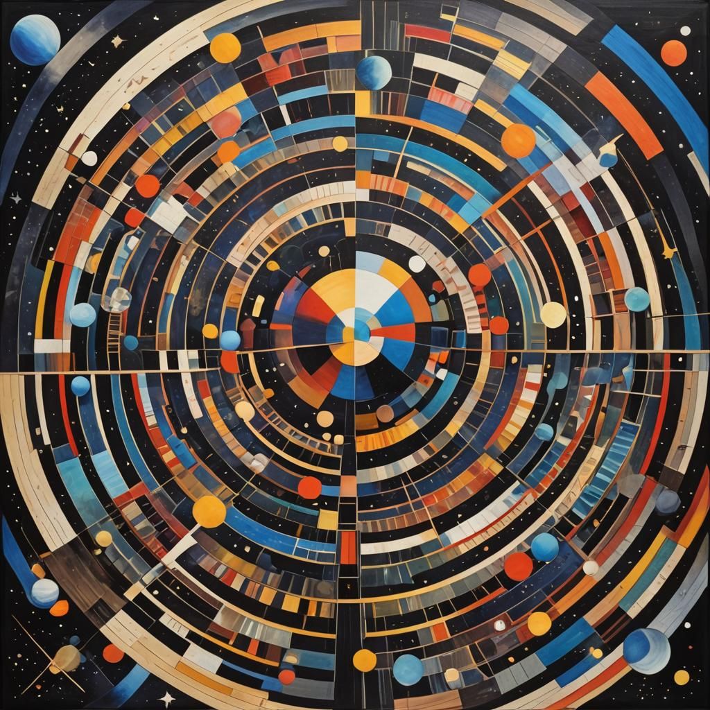 Abstract Space Art with Geometric Shapes