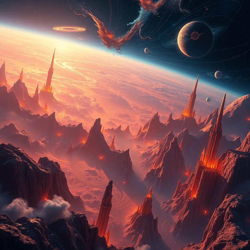 Cinematic Vista of the Trisolaran System as Matte Painting