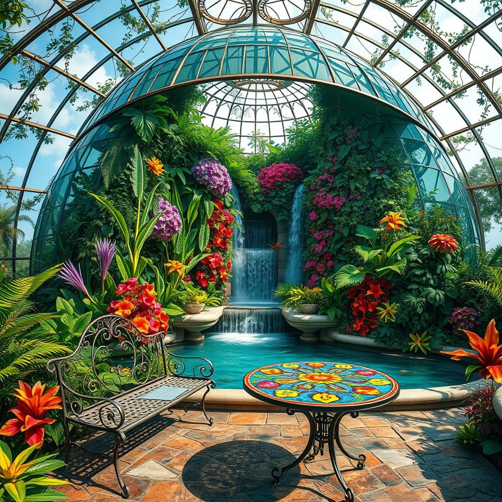Surreal Garden Oasis in a Colossal Turtle Dome