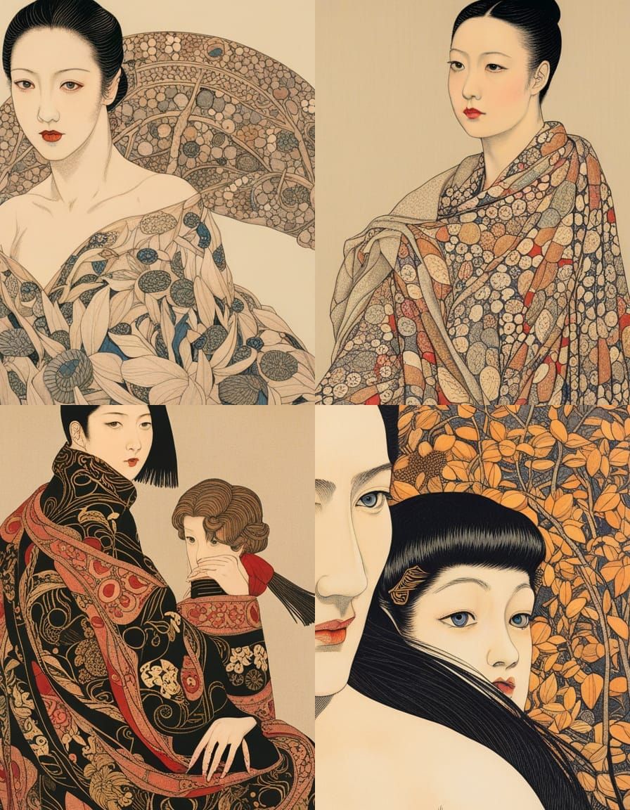 Ethereal Portrait in Ukiyo-e Style
