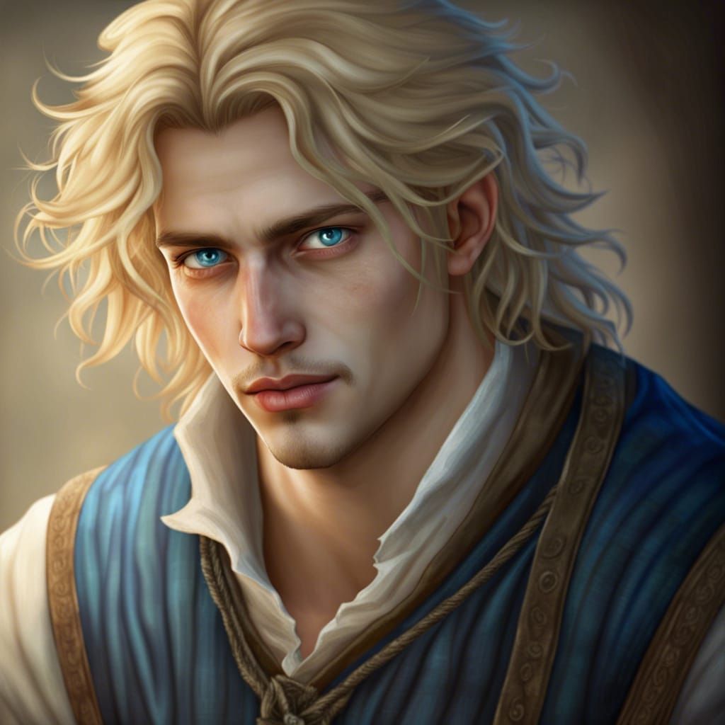 Medieval Commoner with Blue Eyes in Realistic Fantasy