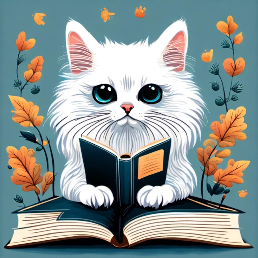 Angora Cat in Gothic Nature Scene