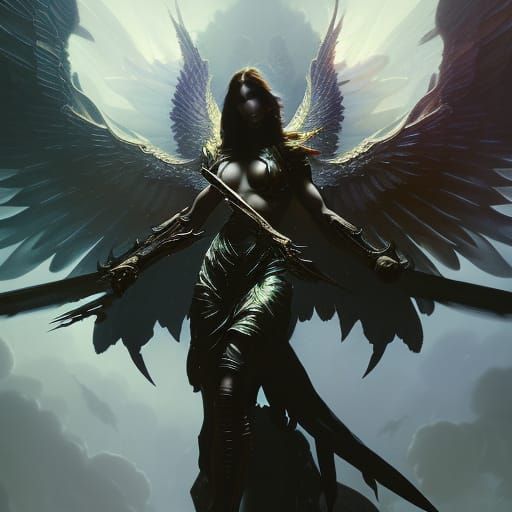Dark Evil Archangel in Dark Fantasy Style
