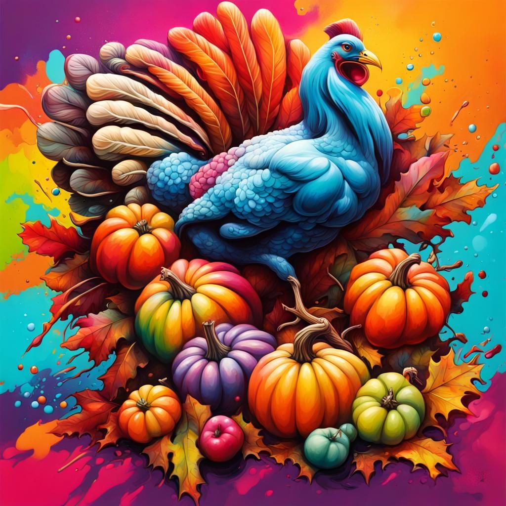 Thanksgiving Day Graffiti Art in Vivid Colors