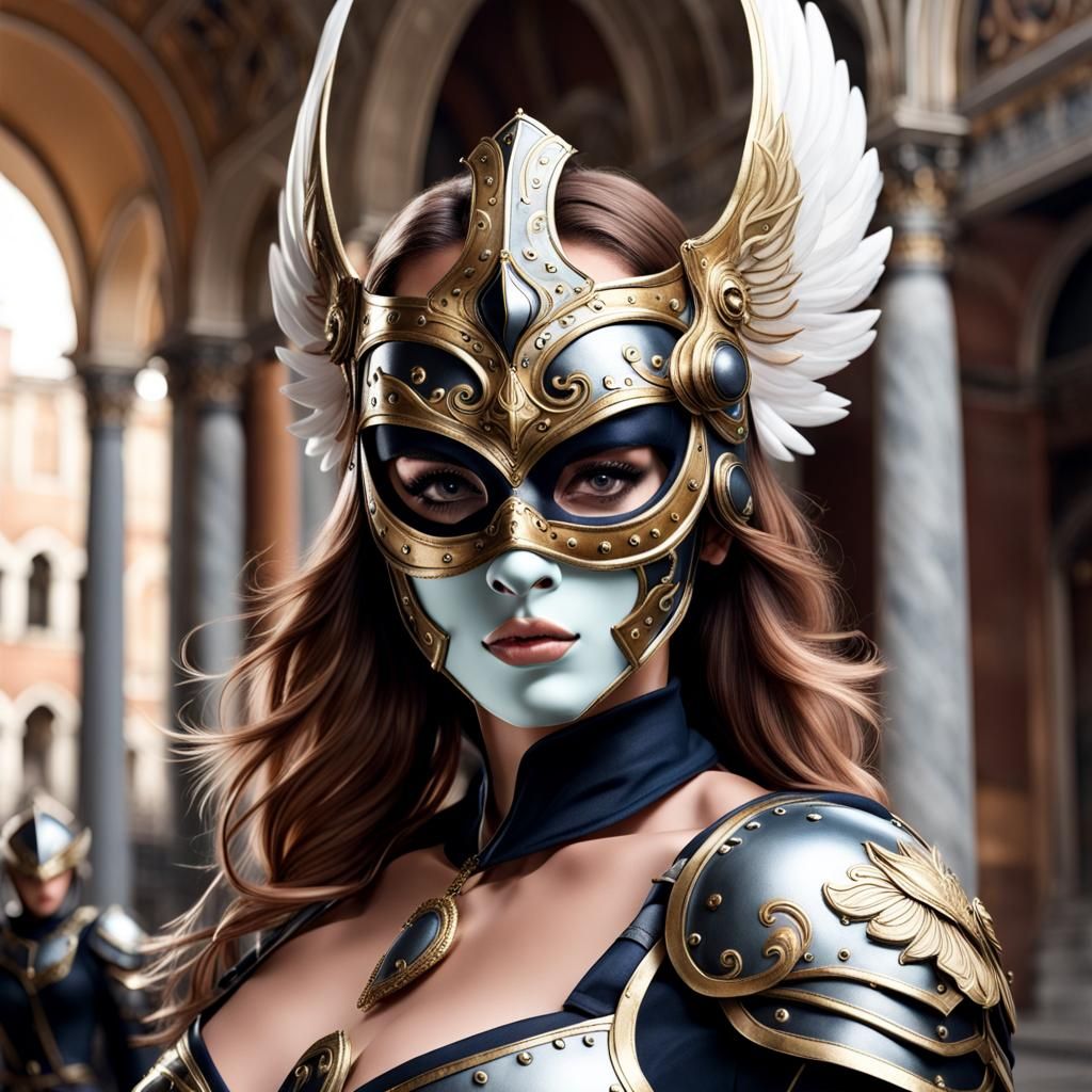 Masked Valkyrie Artist Character in Venice
