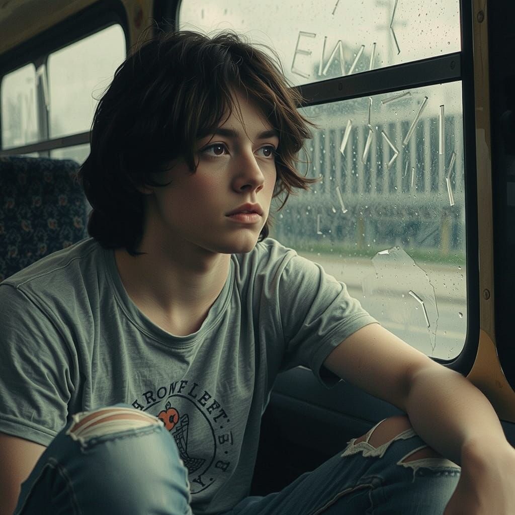 Moody Teenager in Vintage Film Style Portrait