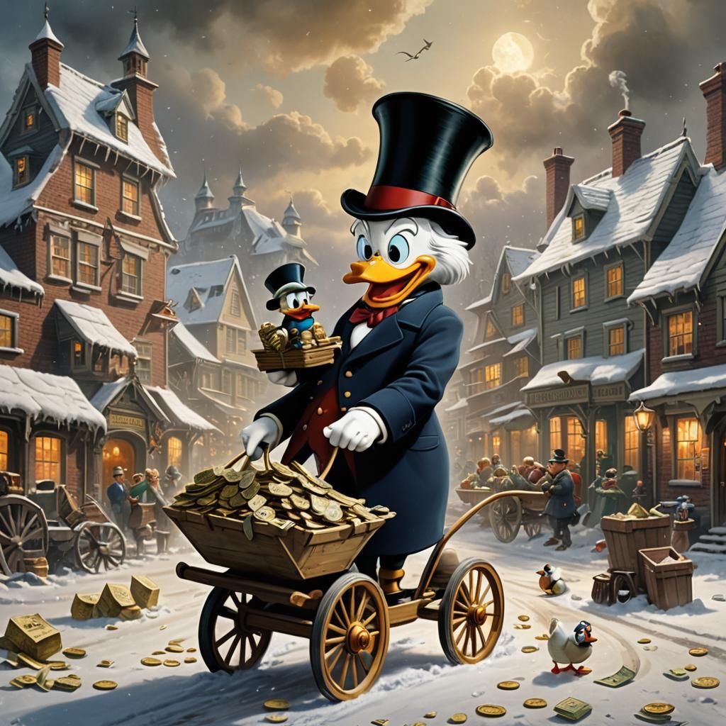 Scrooge McDuck Transports Money: Matte Painting