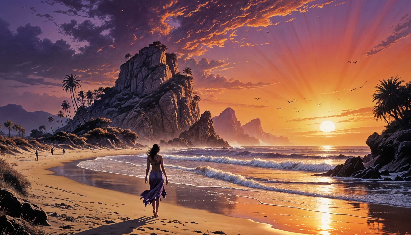 Vibrant Sunset on a Secluded Beach