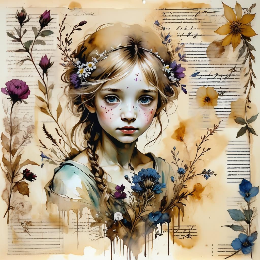 Baroque Inspired Mixed Media Art on Parchment