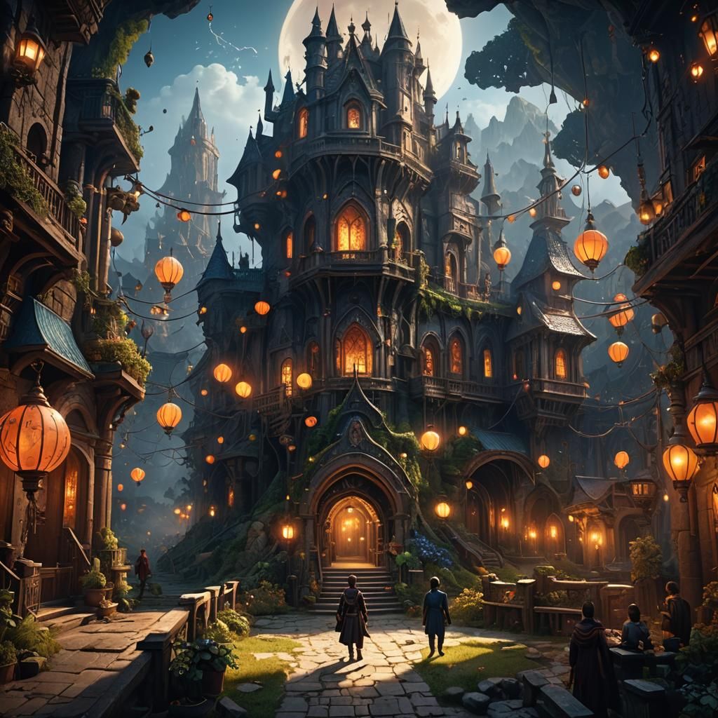 Fantastical Matte Painting with Flickering Lights