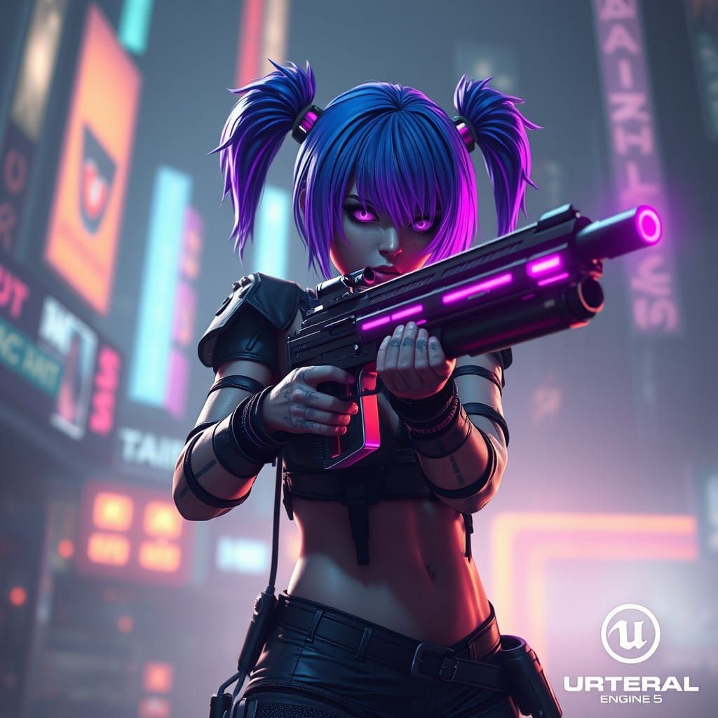 Cyberpunk Hero Unveils Purple Glow Hair in Futuristic Splash...