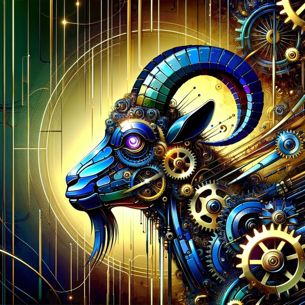 Clockwork Goat in Sci-Fi Anime Style