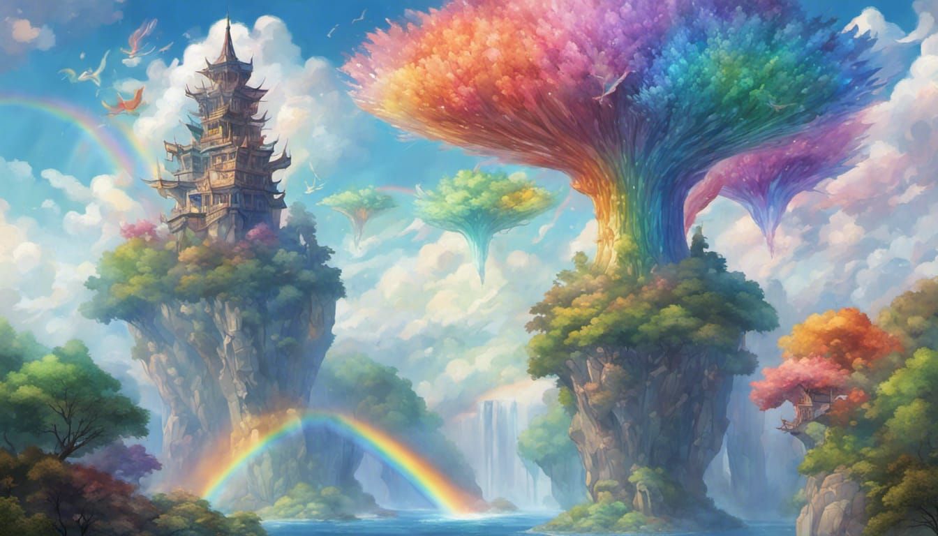Flying Whales and Rainbow Dragons Soar in Crystalline World