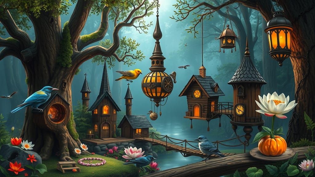 Enchanted Forest Aviary: Magical Birdhouses in Fairy Grove