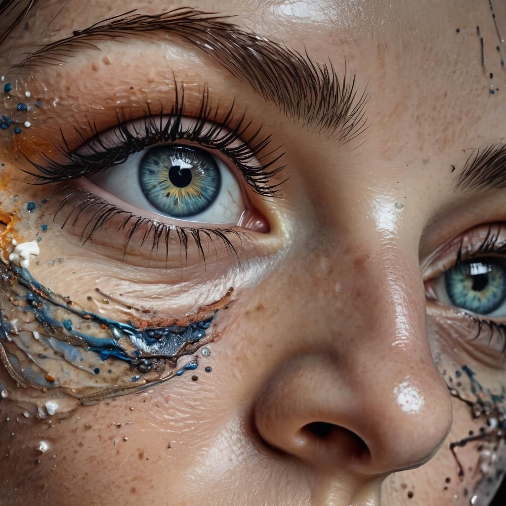 Intricate Eyes in Hyperrealistic Impasto Ink Art