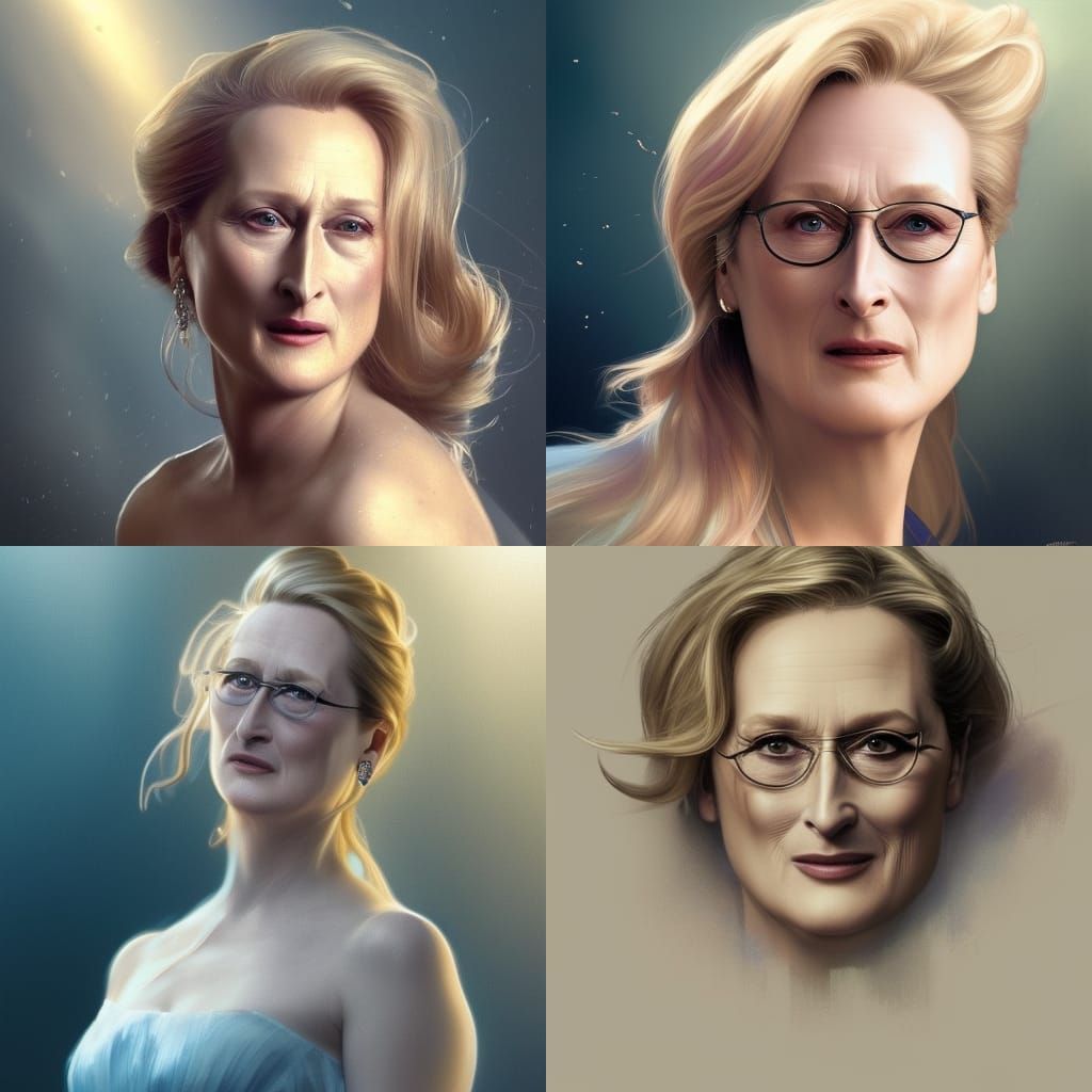 Teen Meryl Streep Portrait in Art Nouveau Style