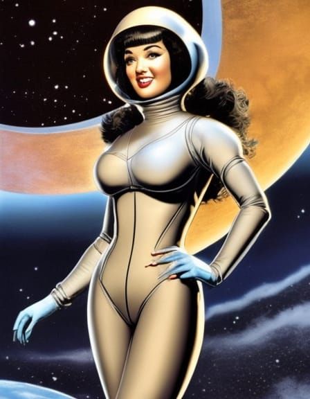 Betty Page in Retro Sci-Fi Spacesuit