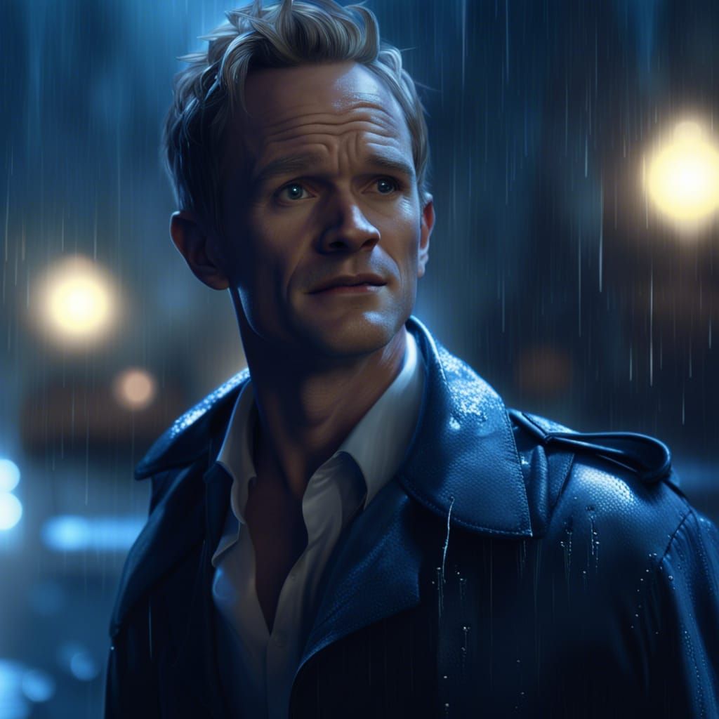 Young Man Singing in Rain: Dark Fantasy Concept Art