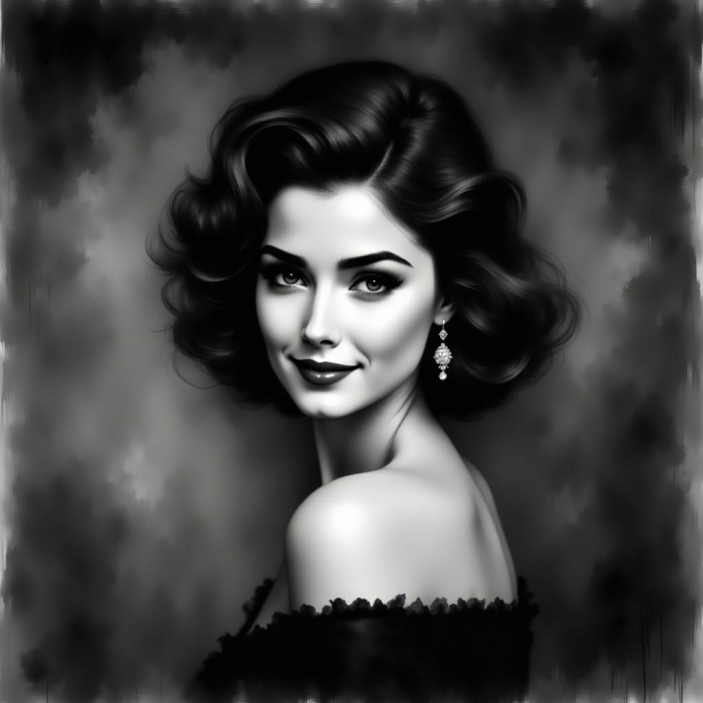 Classic Hollywood Glamour Portrait of Elizabeth Taylor