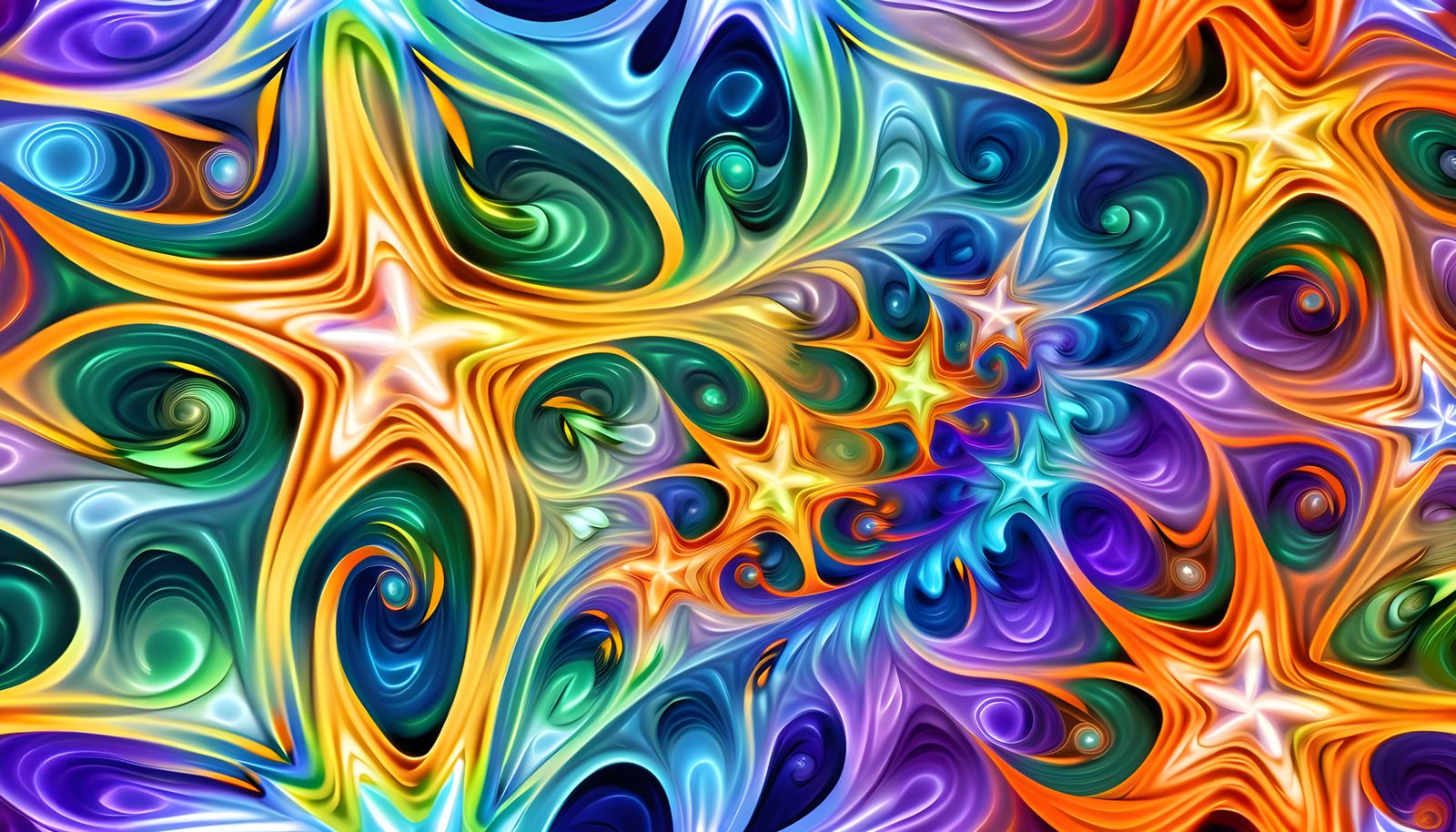 Iridescent Pastel Star Vortex in 3D Abstract
