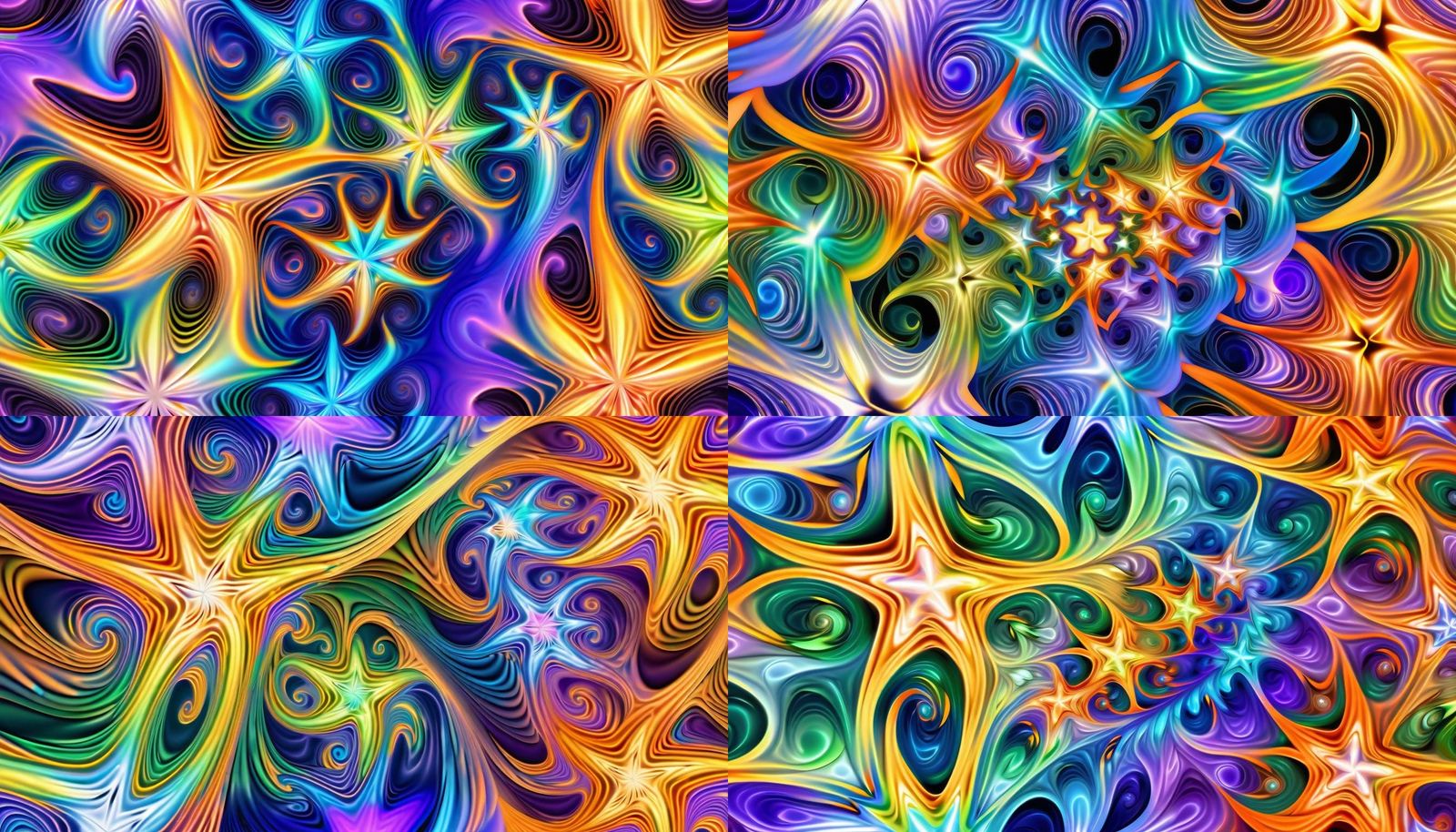 Iridescent Pastel Star Vortex in Fractal Style