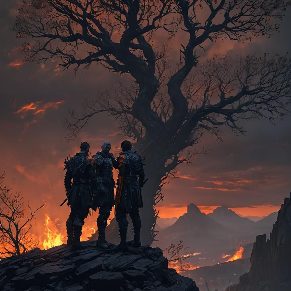 Ominous Embrace: Dark Fantasy Art on a Cliff Edge