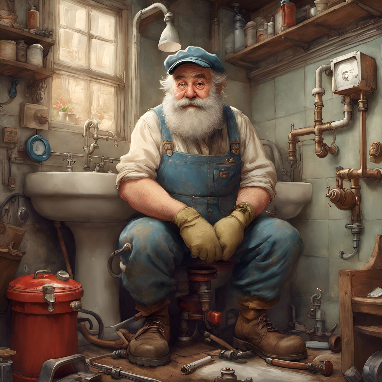 Monet Reimagined as a Plumber: Digital Illustration