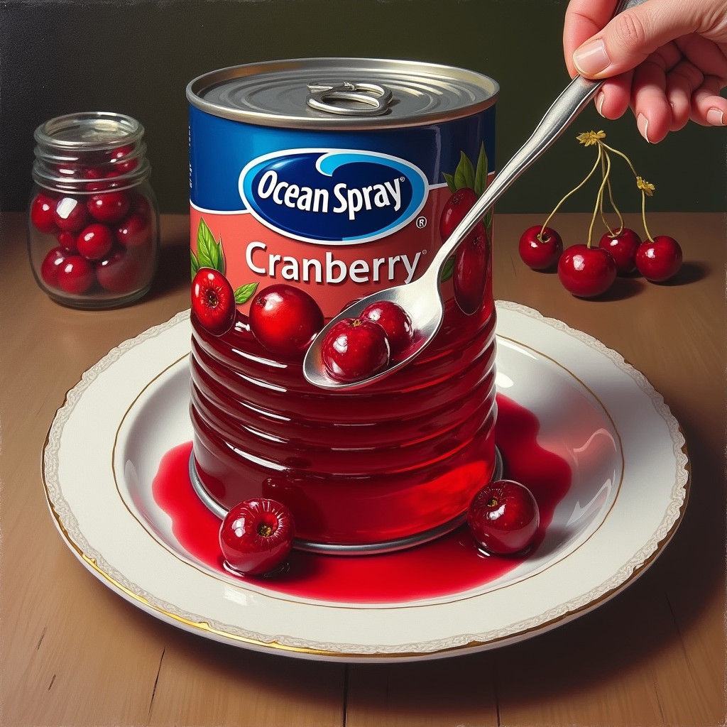 Thanksgiving Cranberry Jelly Slices Still in Can Shape