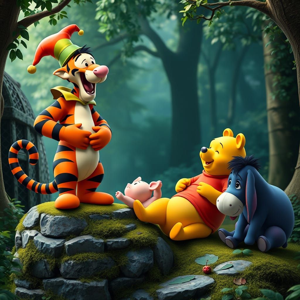 Whimsical Forest Gathering in Vibrant Colors