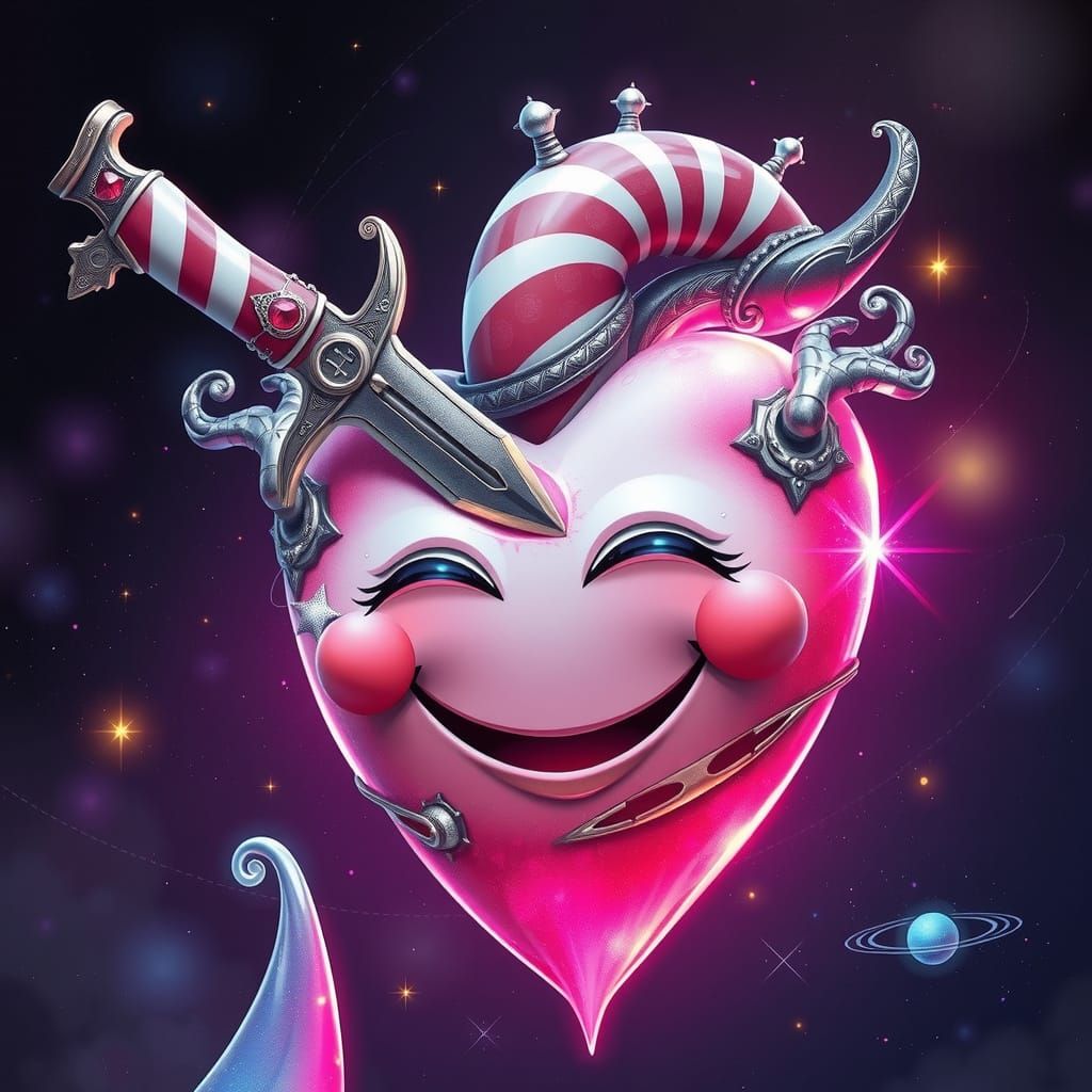 Surreal Heart Pierced with Cosmic Liquid