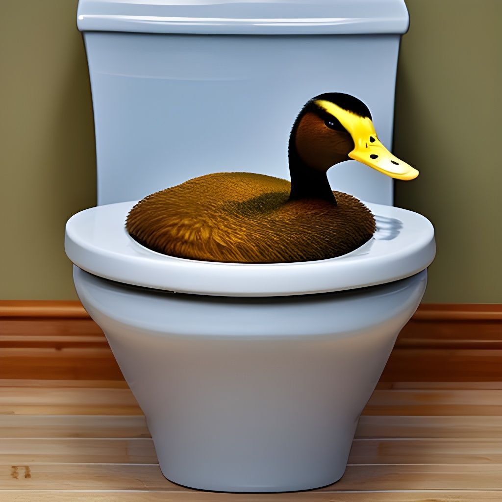 Duck Takes a Bath: Neo-Impressionist Toilet Scene