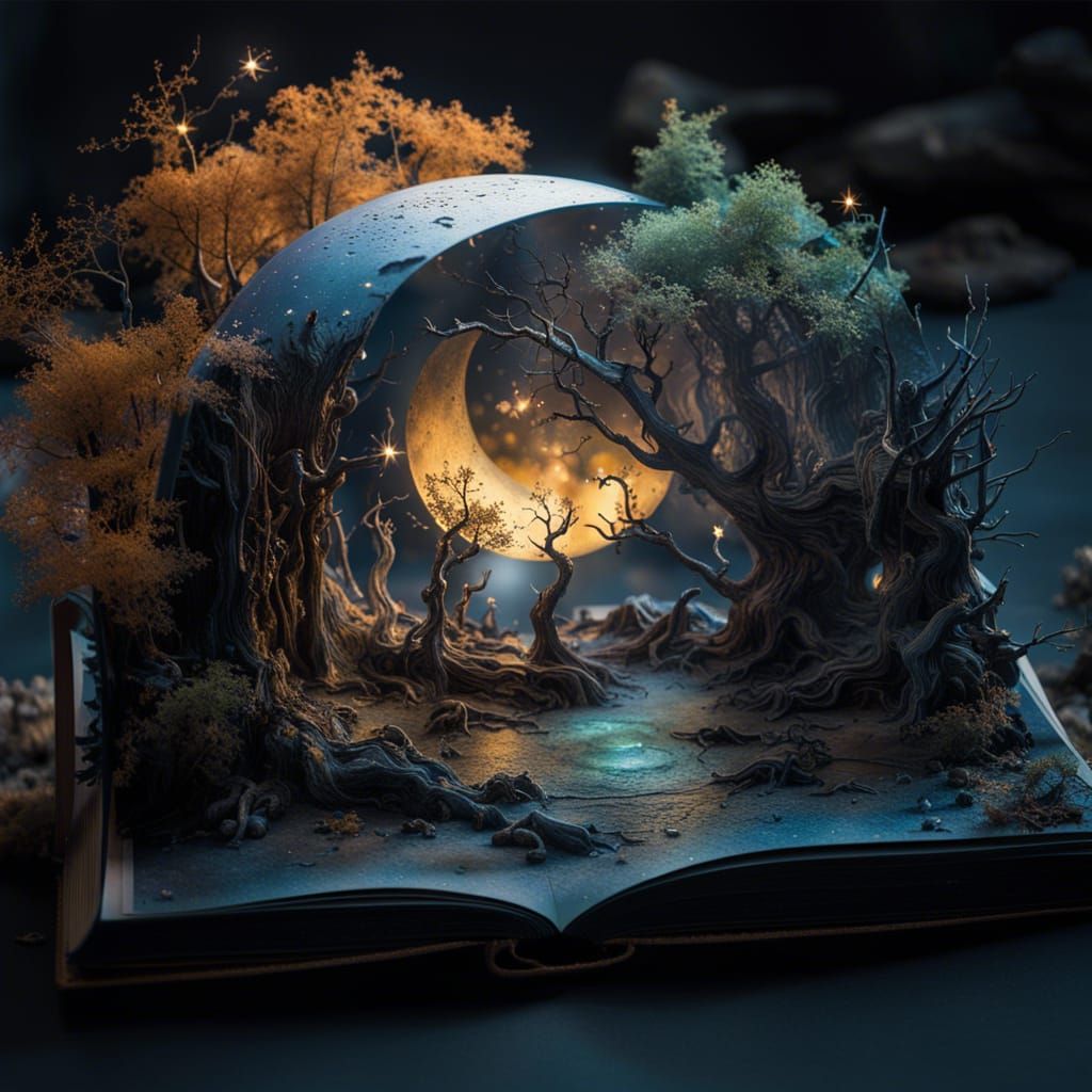 Miniature Crescent Moon Pop-Up Book Universe