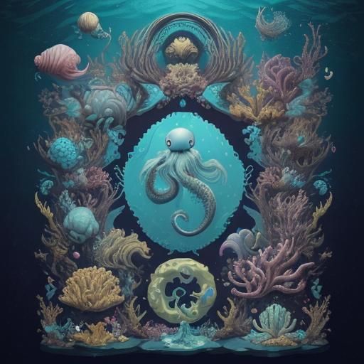 Otherworldly Deep Sea Creatures in Pop Art Style