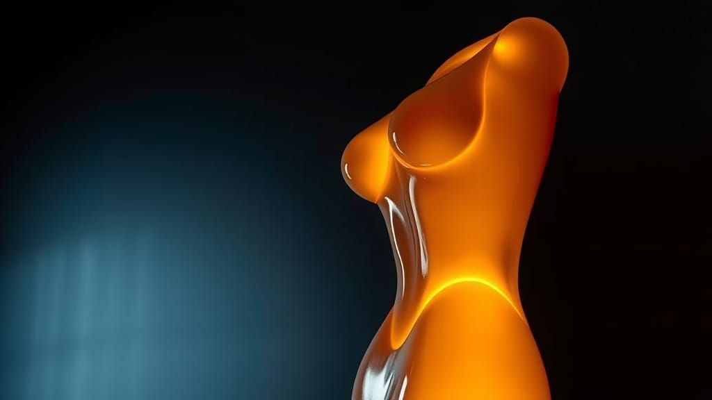 Sculptural Glass Lamp in a Dramatic Portrait
