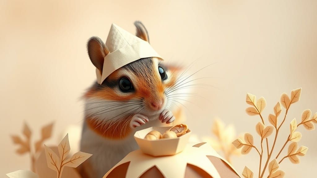 Whimsical Chipmunk in a Paper Wonderland