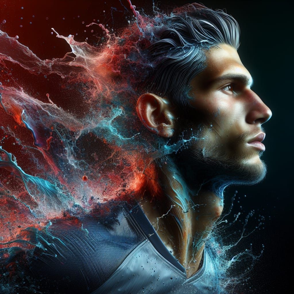 Hyperrealistic Athlete in Motion with Dramatic Lighting