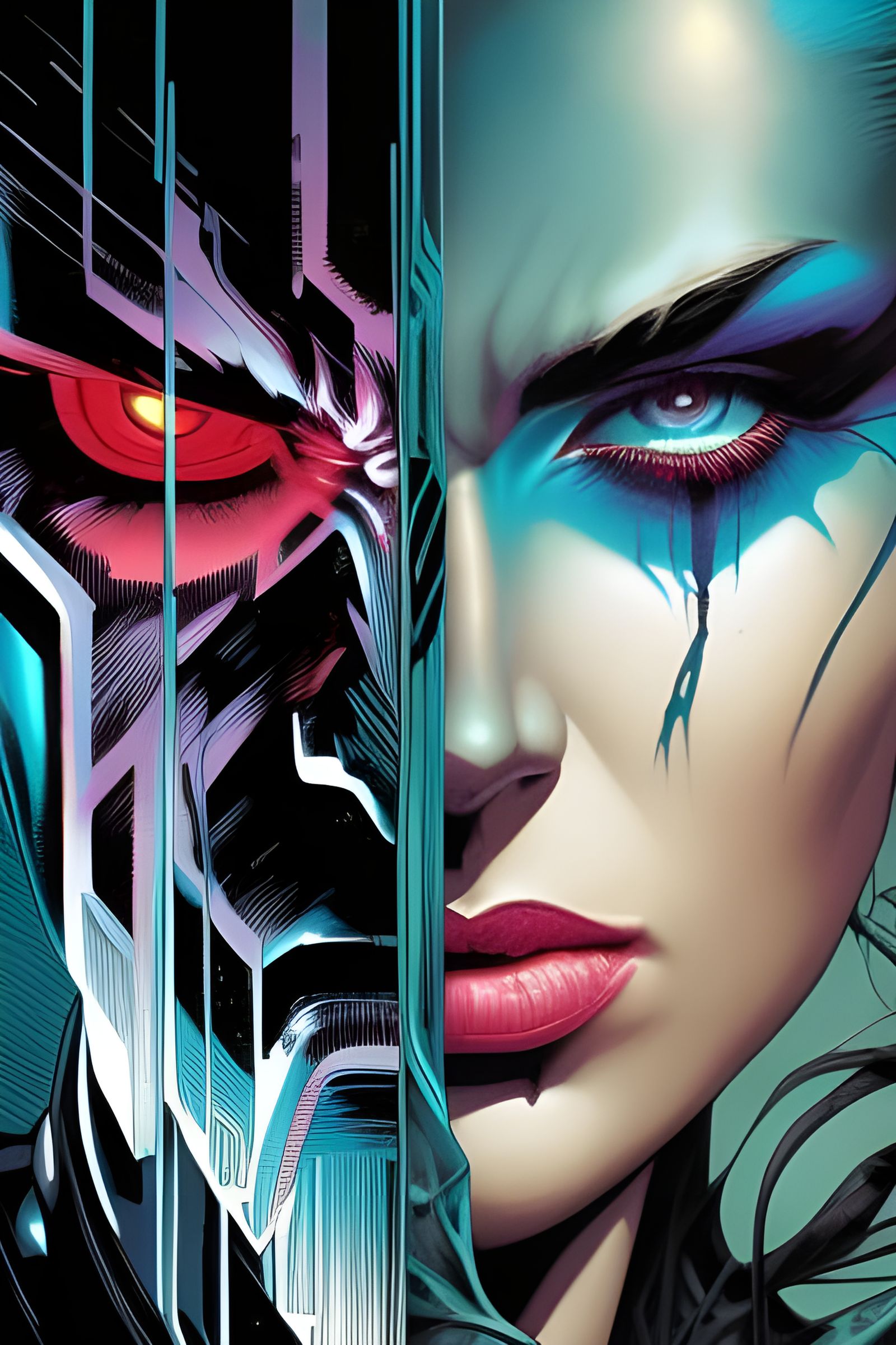 Dramatic Black Widow in Dark Ink Splash Style