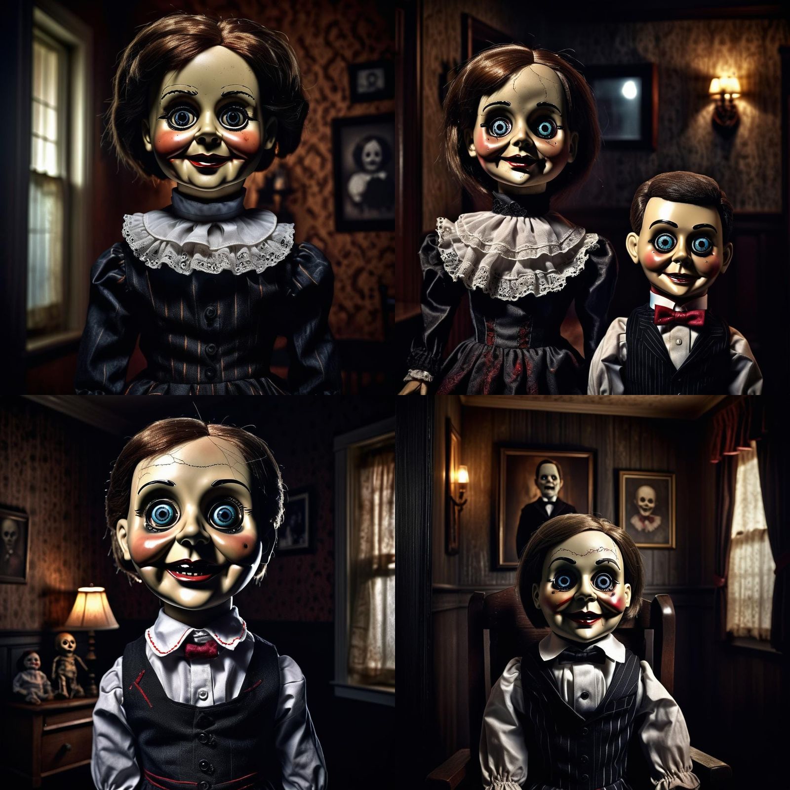 Haunted Ventriloquist Doll in Horror Movie Style